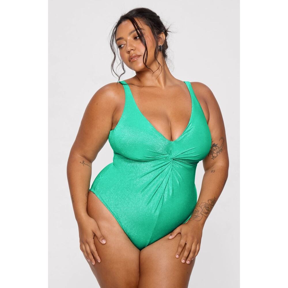 Yitty Shaping Swimsuit Luxe Twist Plunge One Piece Size 3X